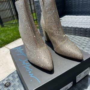 Betsey Johnson Sparkling Gold Heeled Boots